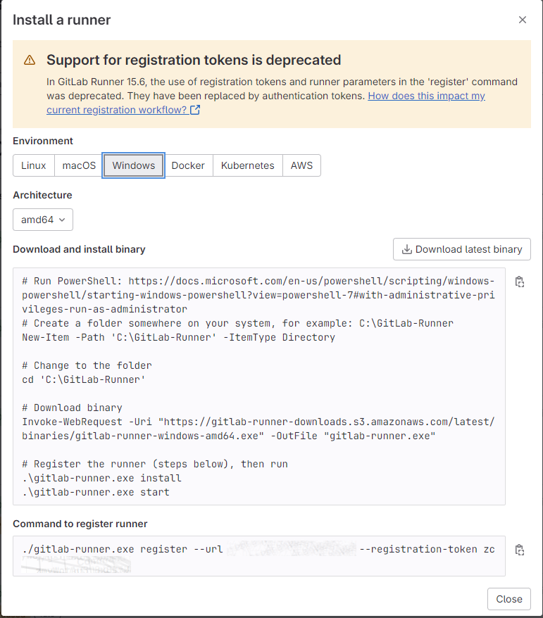 GitLab Runner installation instructions